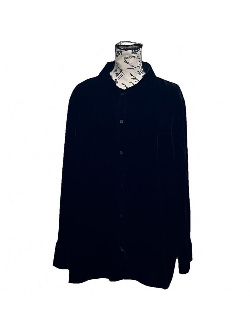 Banana Republic Black Velvet Tunic Blouse XXL Goth Whimsy Dark Coquette - Picture 2 of 11